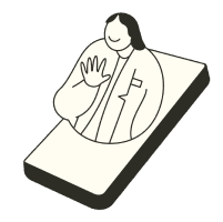 Illustration of provider waving from phone screen