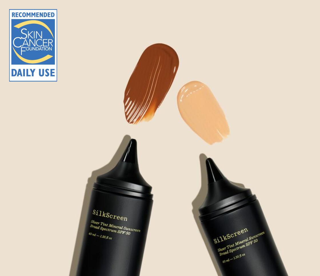 SilkScreen bottles with Skin Cancer Foundation badge