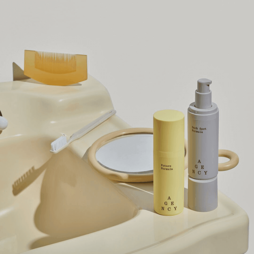 Future Formula & Dark Spot Formula bottles on sink